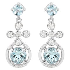 Orecchini con acquamarina 4,4 carati placcati in rodio A. Silver