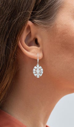 Aquamarin-Baumel-Ohrringe Weißer Topas 2,9 Karat Sterling Silber