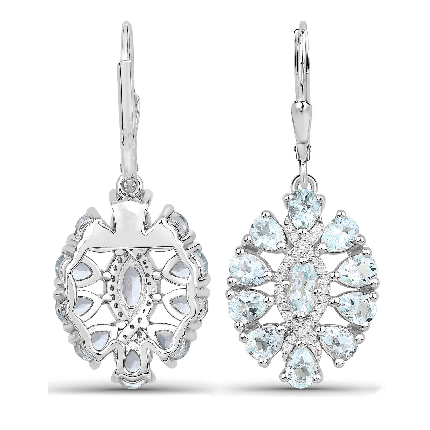 Orecchini pendenti con acquamarina Topazio bianco 2,9 carati A. Silver In condizioni ottime in vendita a Punta Gorda, FL