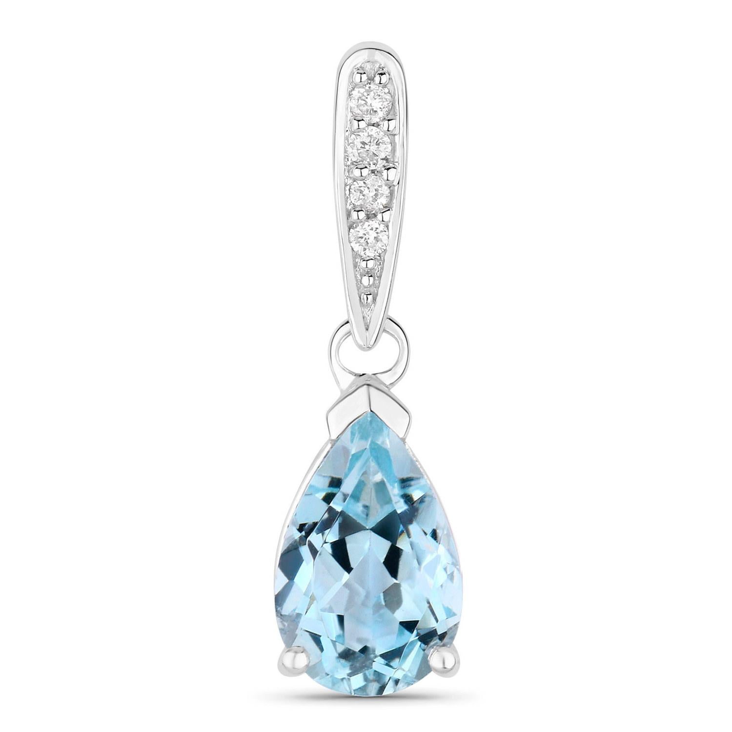 Pear Cut Aquamarine Dangle Earrings With Diamonds 1.97 Carats 10K White Gold For Sale