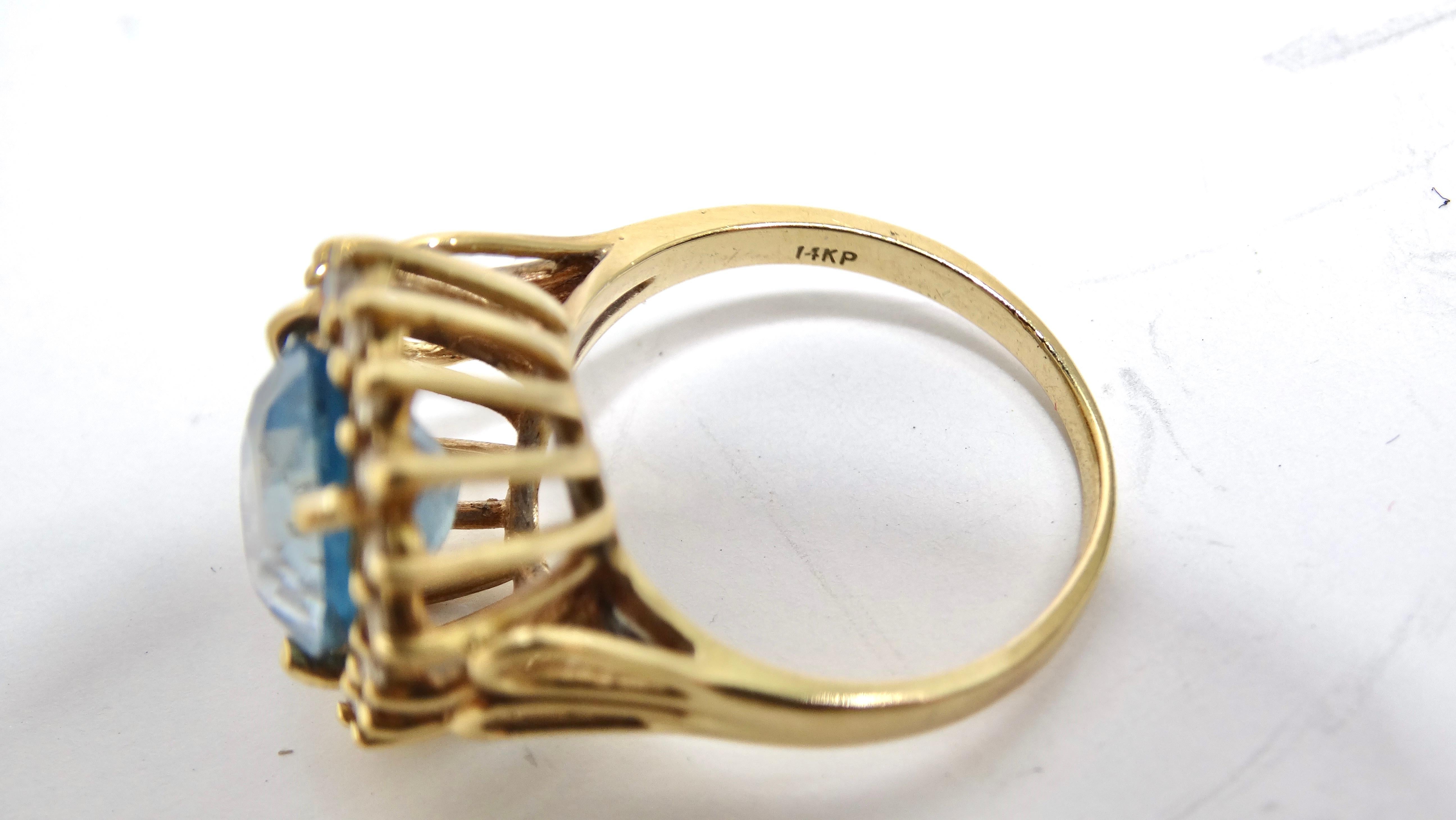 Aquamarine Diamond 14k Yellow Gold Ring For Sale 2