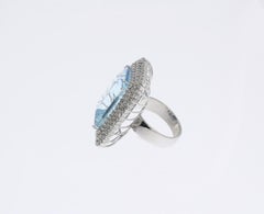 Aquamarine Diamond 18 Carat Gold Cocktail Ring