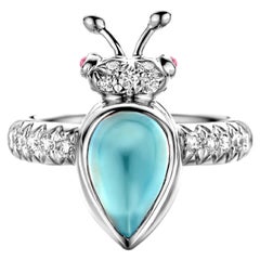 Aquamarine Diamond 18 Karat White Gold Modern Ring