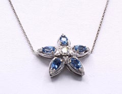 Aquamarine Diamond 18 Karat White Gold Pendant
