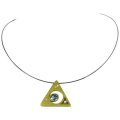 Aquamarine Diamond 18 Karat Yellow Gold Pendant Necklace