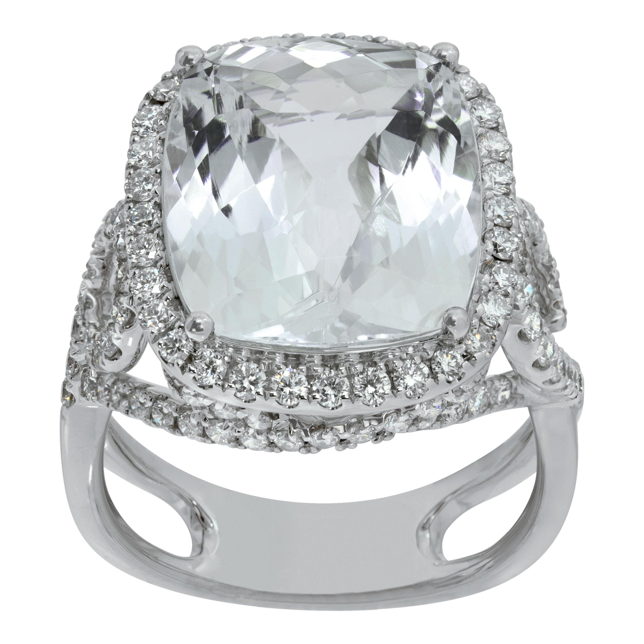 Aquamarine & diamond 18k white gold ring