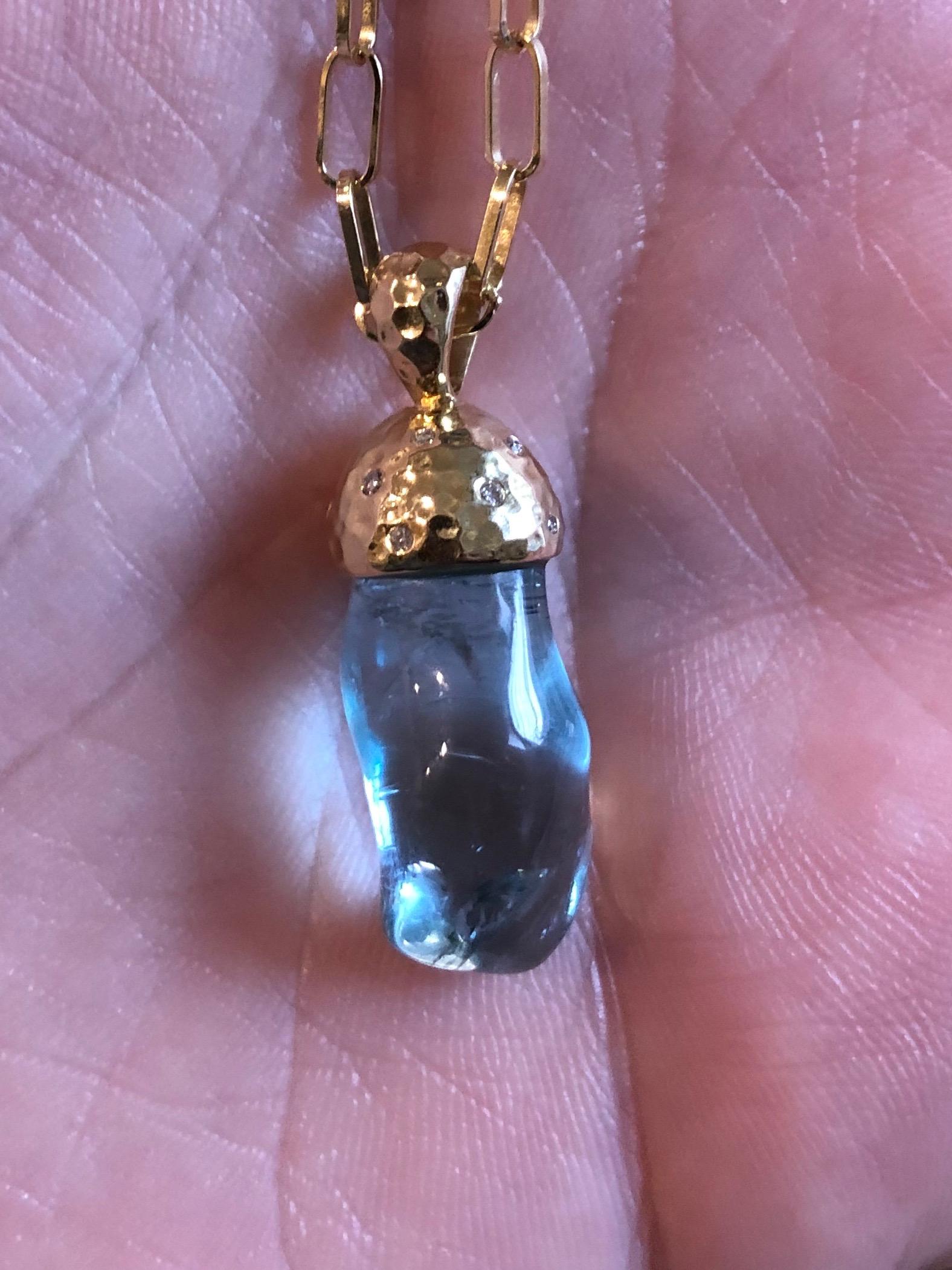 Aquamarine Diamond and 18 Karat Gold Pendant Necklace für Damen oder Herren