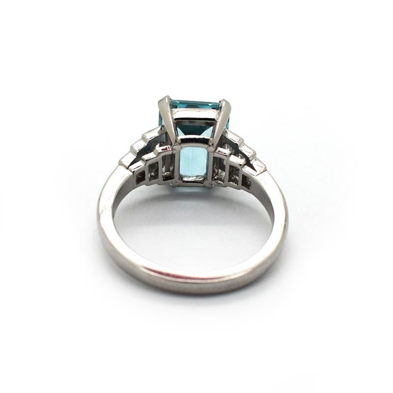 Aquamarine Diamond and Platinum Ring 4