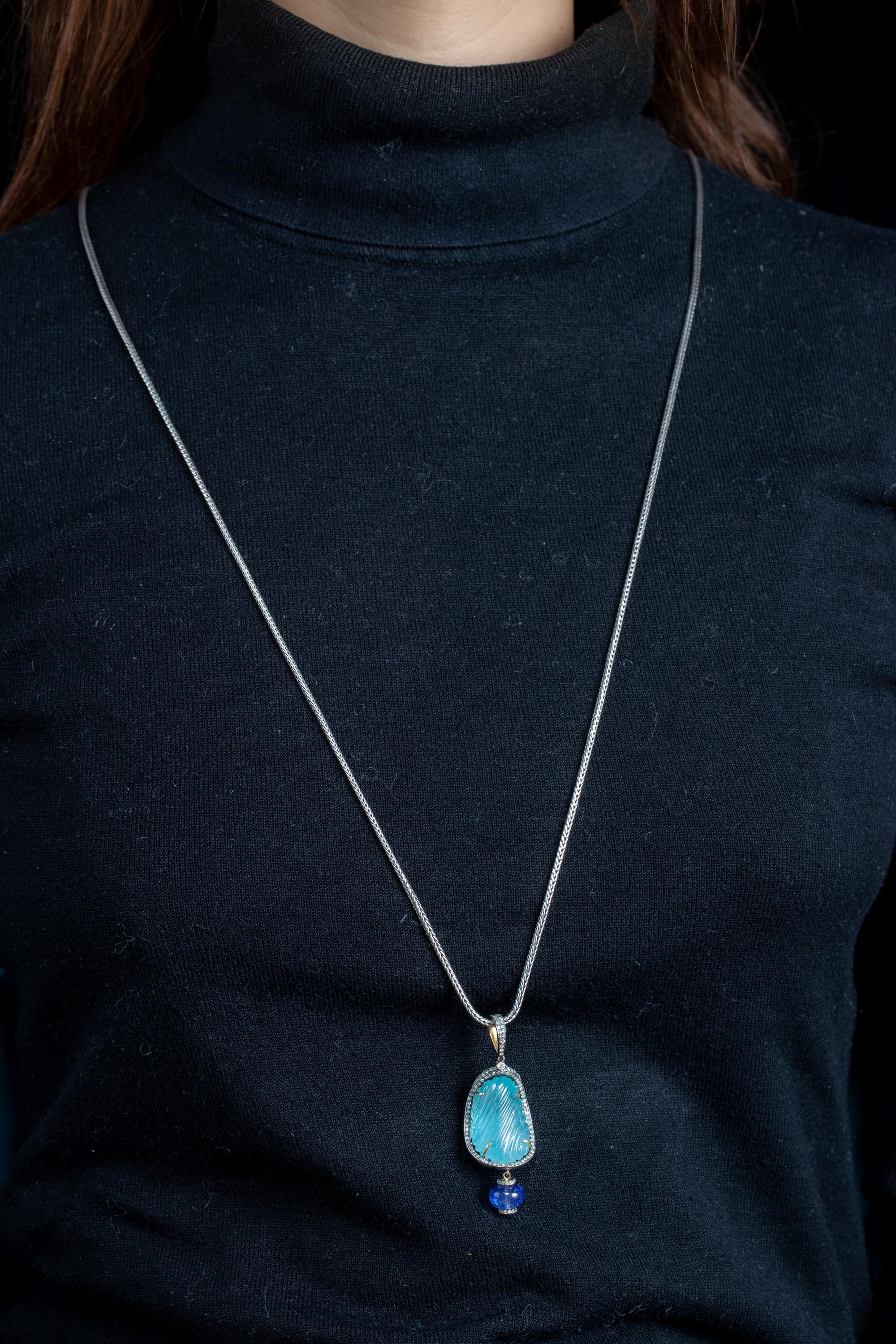 aquamarine and tanzanite necklace