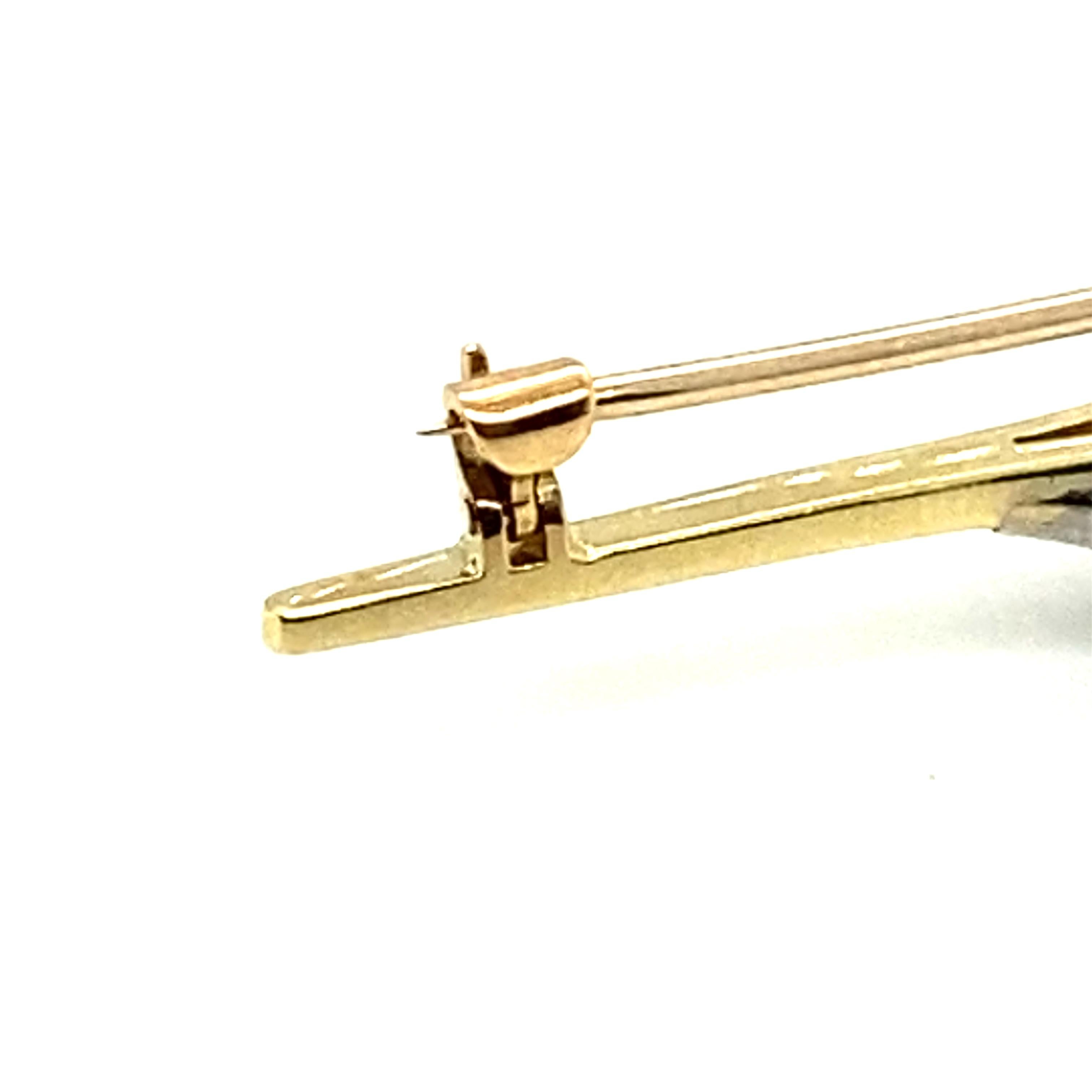 Broche de barra de diamantes aguamarina en oro 585 en venta 4