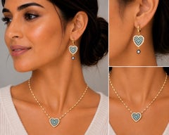 Aquamarine Diamond Birthstone Heart Drop Earrings 14K Gold by Meghna Jewels