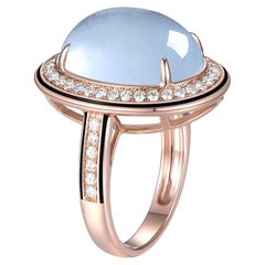 Aquamarine Diamond Black Enamel Cocktail Ring in 14 Karat Rose Gold Aquamarine Diamond Black Enamel Cocktail Ring in 14 Karat Rose Gold