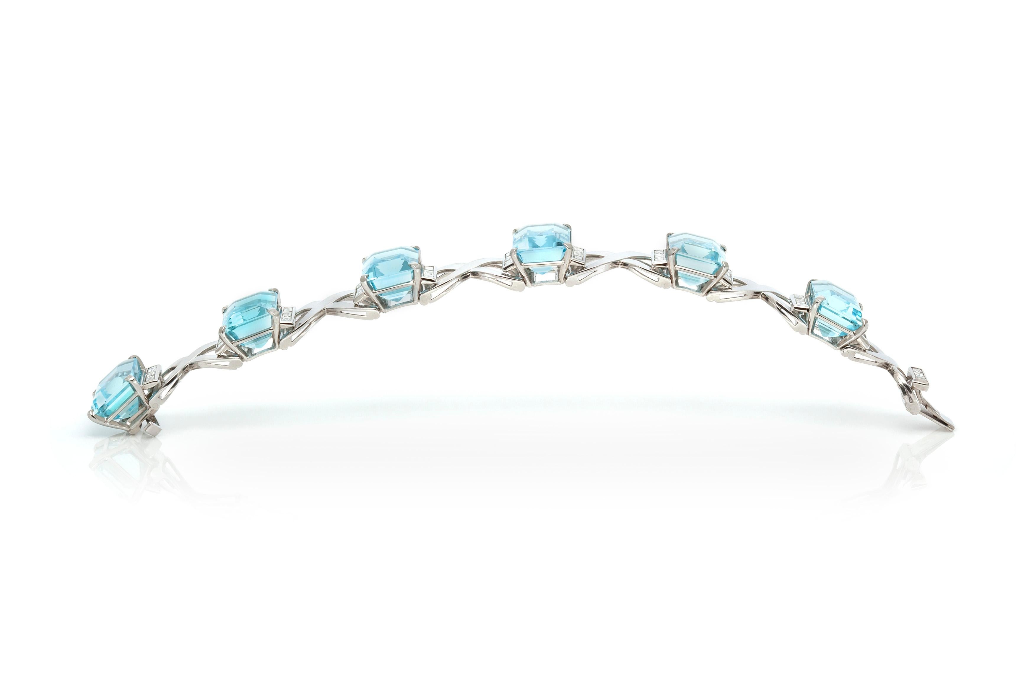 Bracelet aigue-marine et diamants Bon état - En vente à New York, NY
