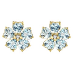 Nina Zhou Aquamarine Diamond Cherry Blossom Earrings