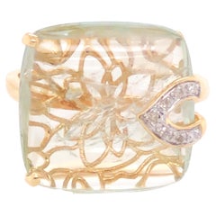 Aquamarine & Diamond Cocktail Ring, 14k Yellow Gold