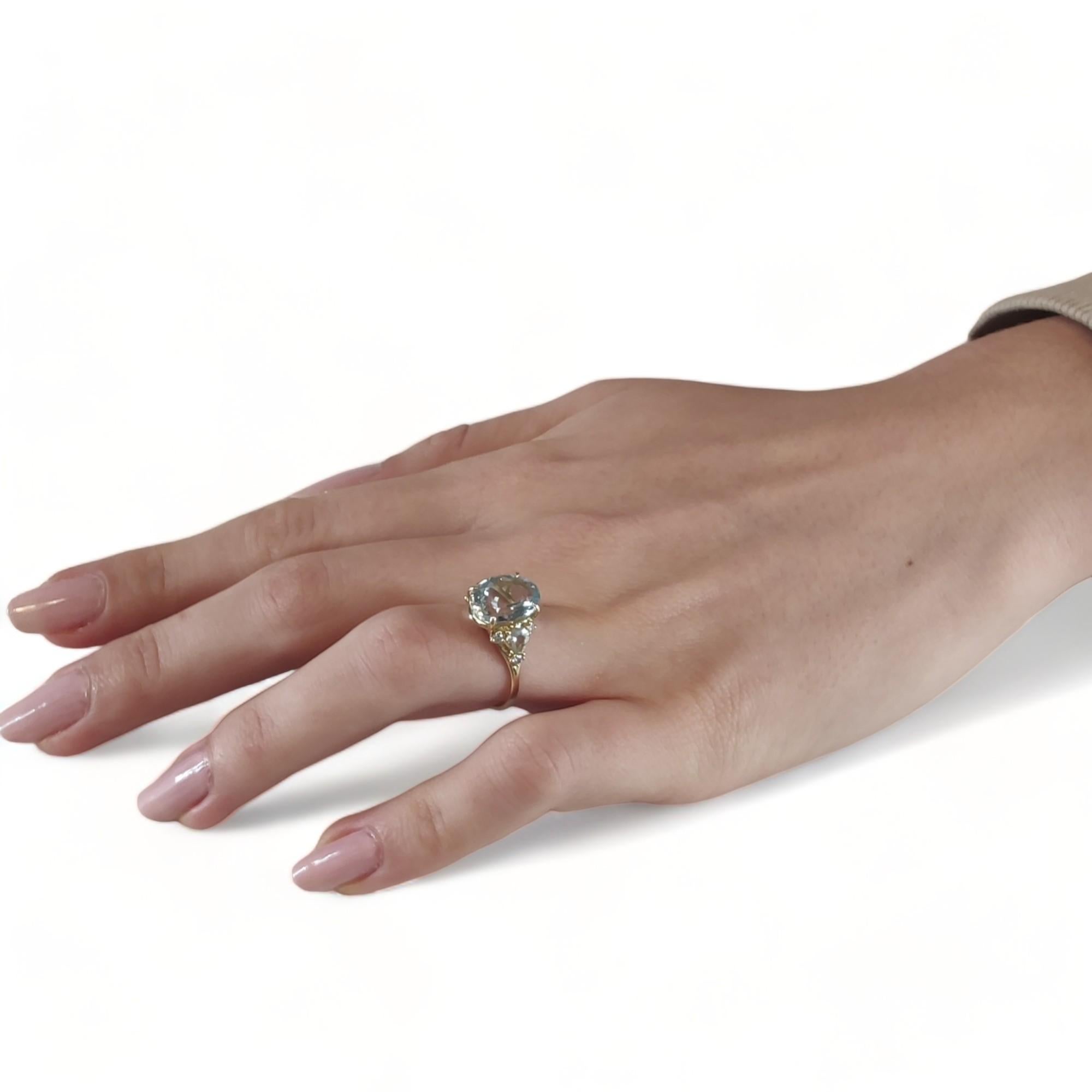 Aquamarine Diamond Cocktail Ring - 18K Gold for Women -Christmas Gift for her 1