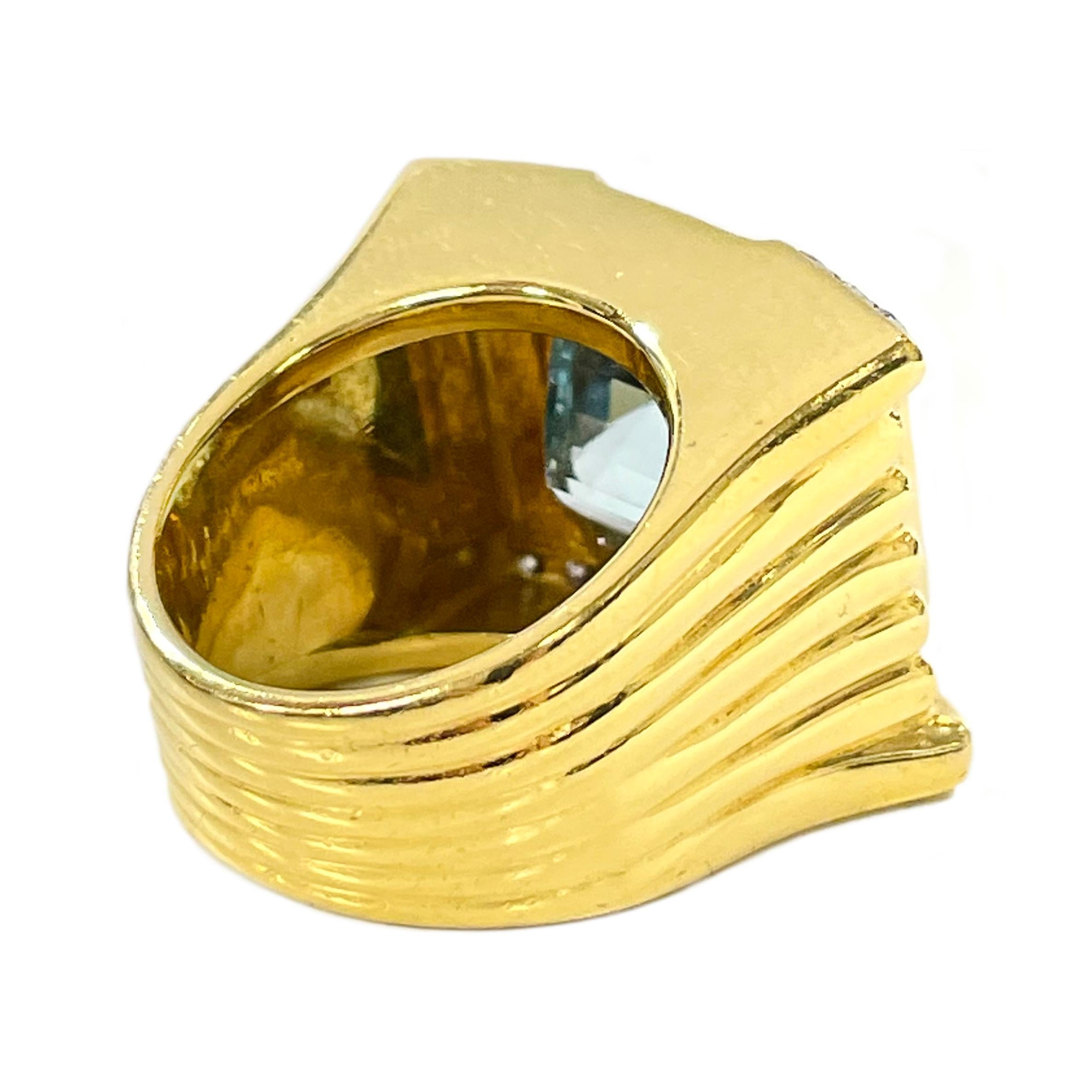Aquamarine Diamond Cocktail Ring, 19.4 Carat In Good Condition For Sale In Palm Desert, CA