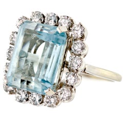 Aquamarine and Diamond Cocktail Ring