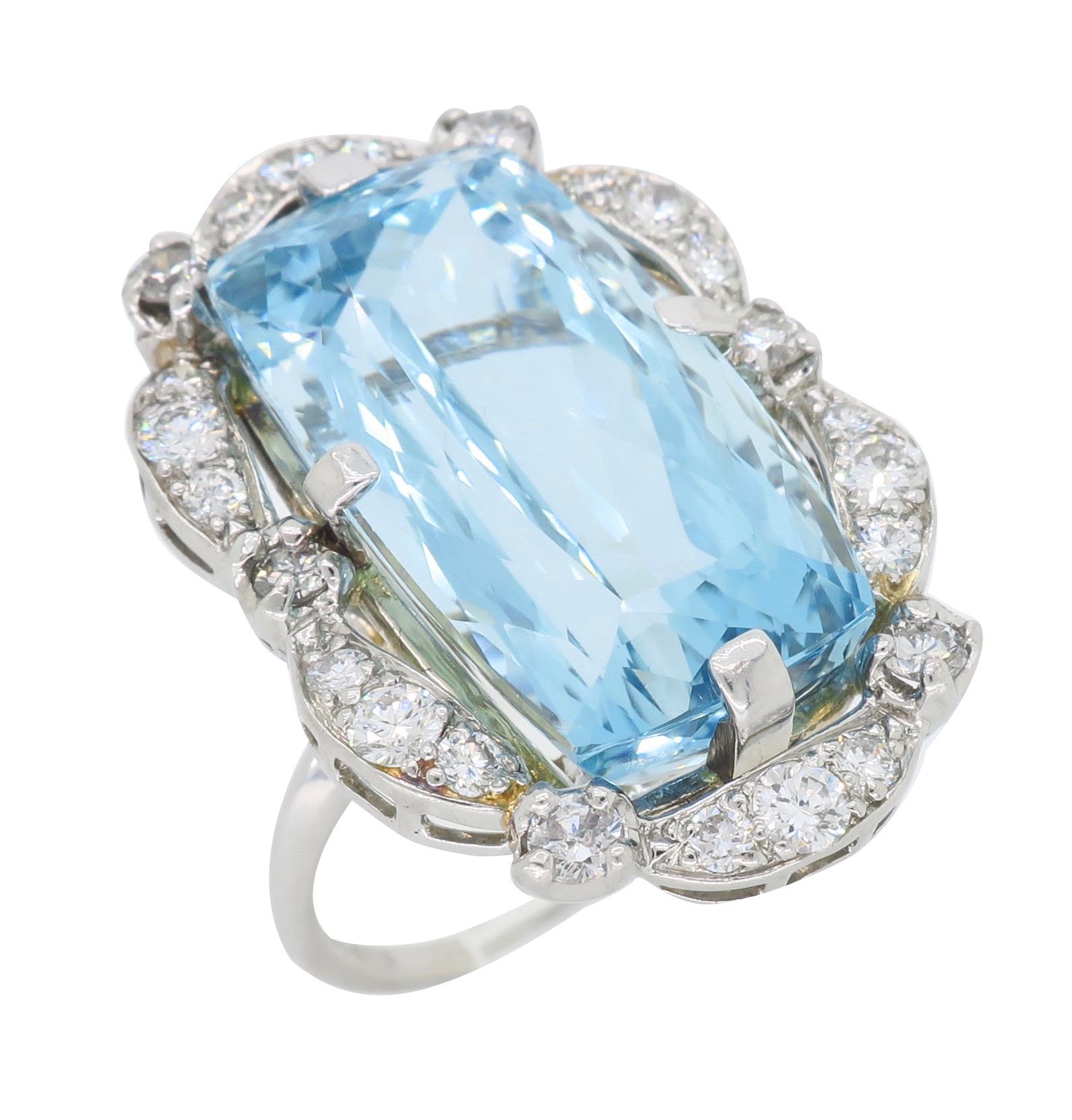 Women's Aquamarine and Diamond Cocktail Ring