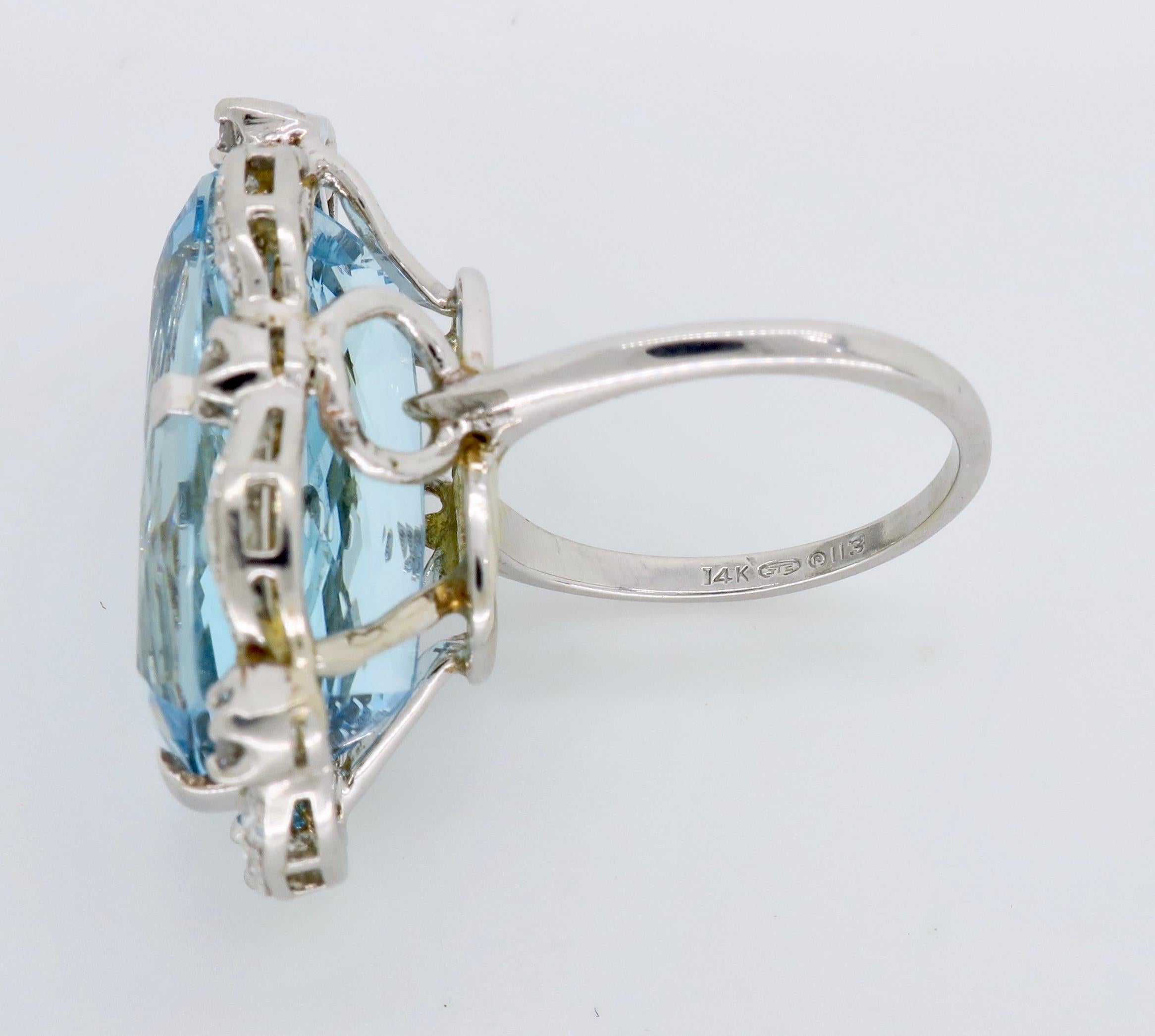 Aquamarine and Diamond Cocktail Ring 1