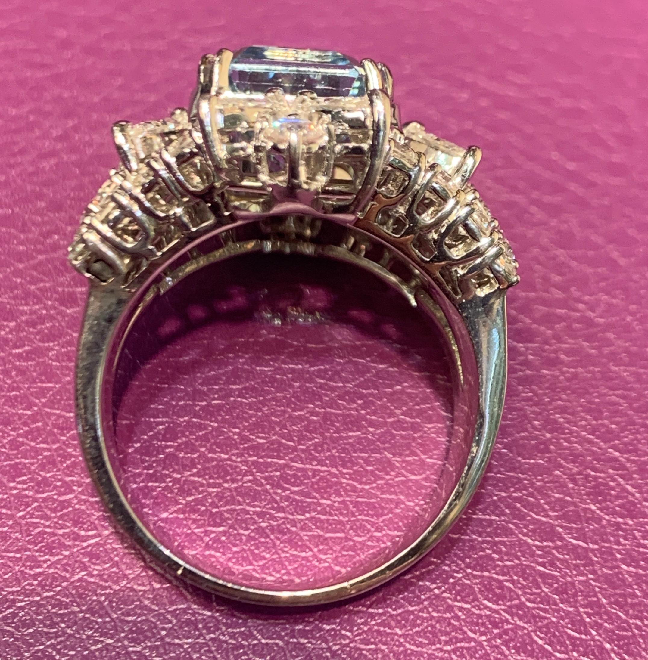 Aquamarine and Diamond Cocktail Ring For Sale 1