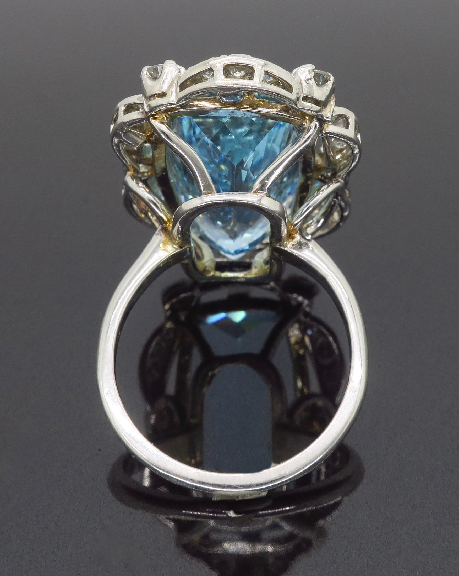 Aquamarine and Diamond Cocktail Ring 5