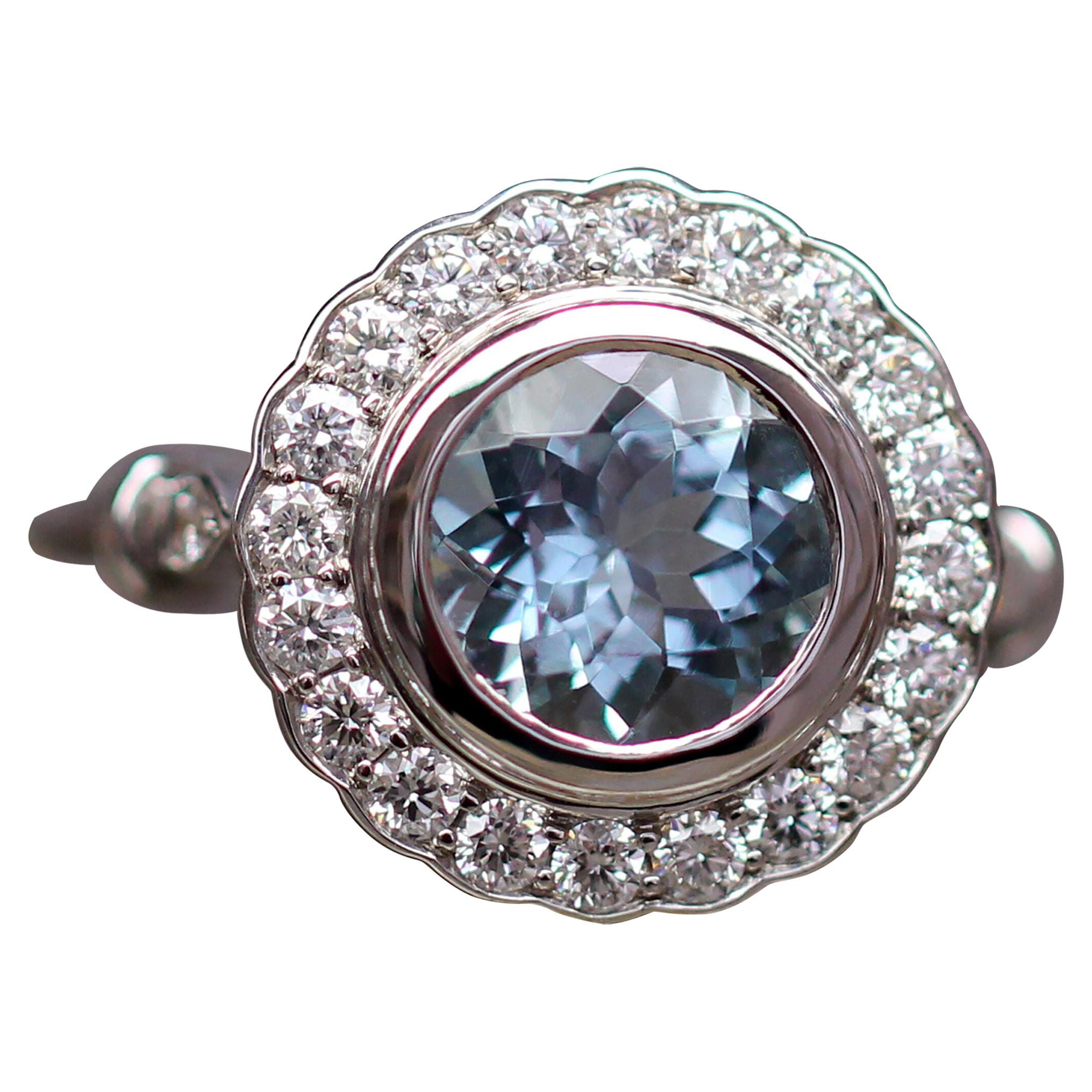 Aquamarine Diamond Cocktail Ring For Sale