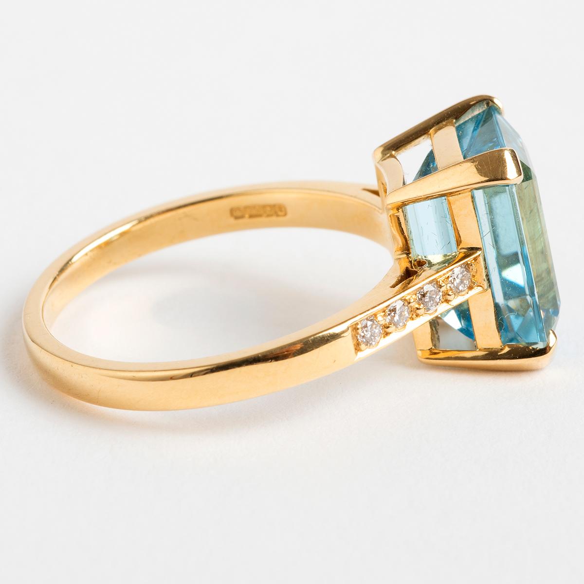 A unique piece within our carefully curated Vintage & Prestige fine jewellery collection, we are delighted to present the following:

This pretty elegant dress ring is stone set with stone set shoulders, aquamarine and diamond total approx 4.3