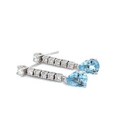 Aquamarine diamond drop earrings 18k white gold