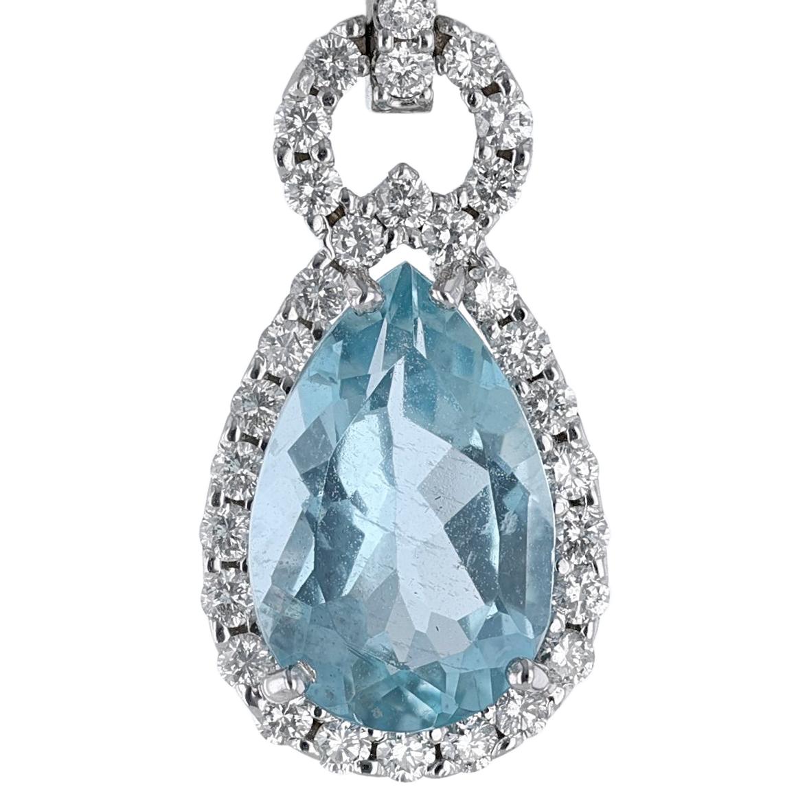 Contemporary Aquamarine Diamond Drop Earrings For Sale