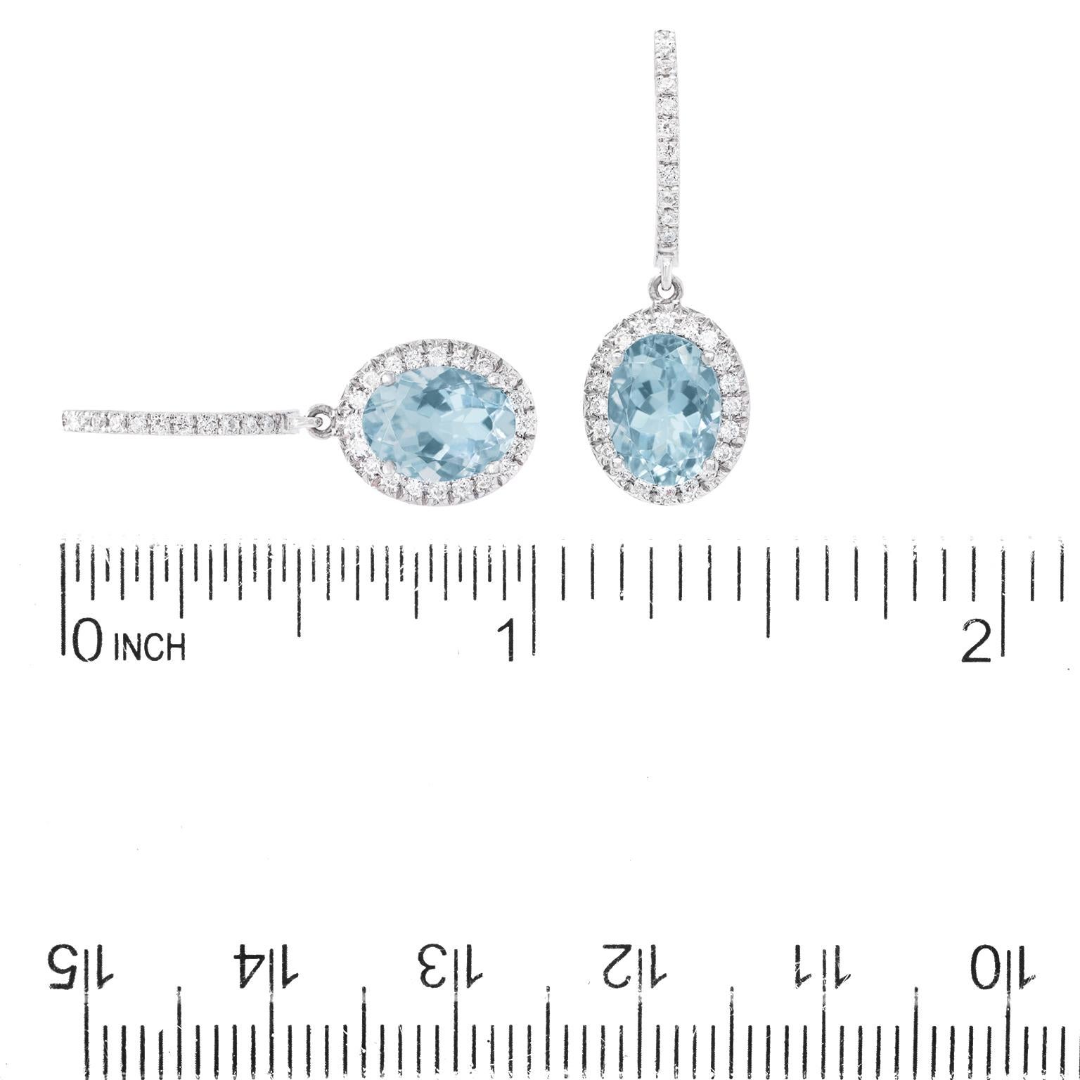 Aquamarine & Diamond Drop Earrings For Sale 1