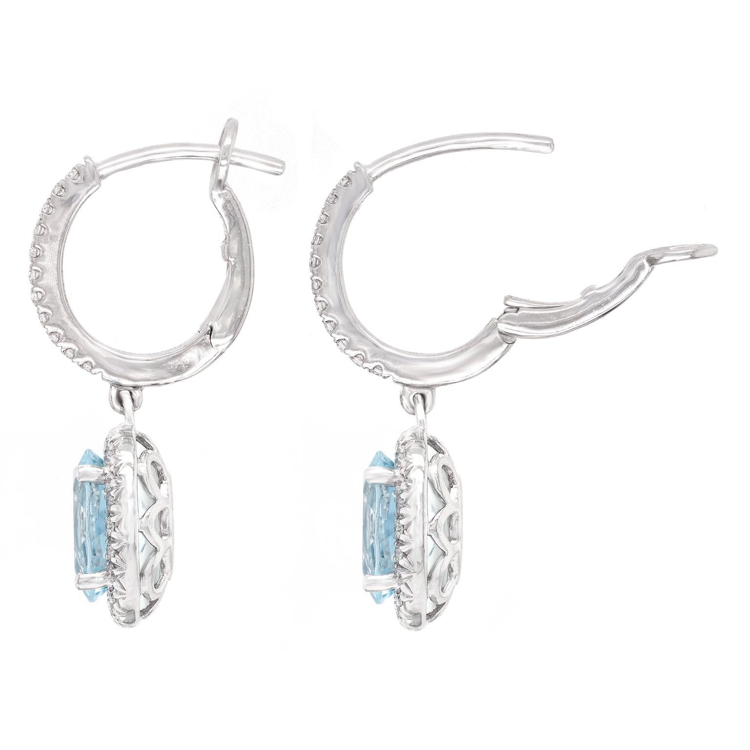 Aquamarine & Diamond Drop Earrings For Sale 2