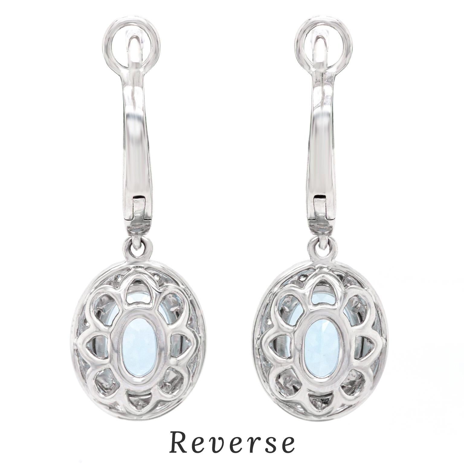 Aquamarine & Diamond Drop Earrings For Sale 4