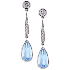 Aquamarine Diamond Drop Earrings from Pampillonia