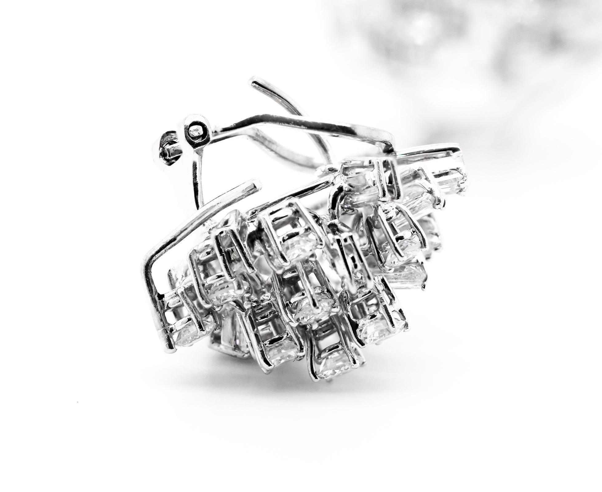 Women's Vintage Diamond & Aquamarine Statement Drop Earrings in 18ct White Gold, Jewelry For Sale