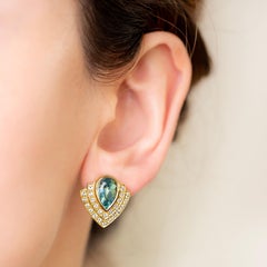 Aquamarine & Diamond Earrings Circa 1990s