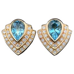 Aquamarin 
Diamant-Ohrringe CIRCA 1990er Jahre