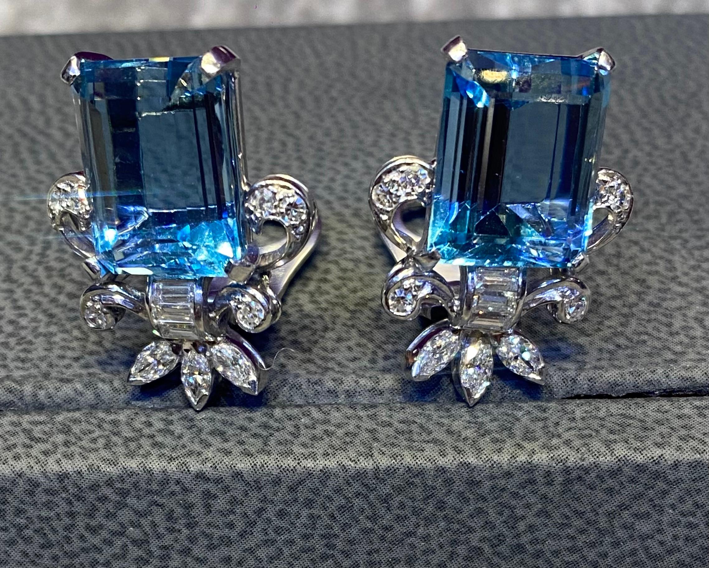 Aquamarin- und Diamant-Ohrringe im Angebot 1