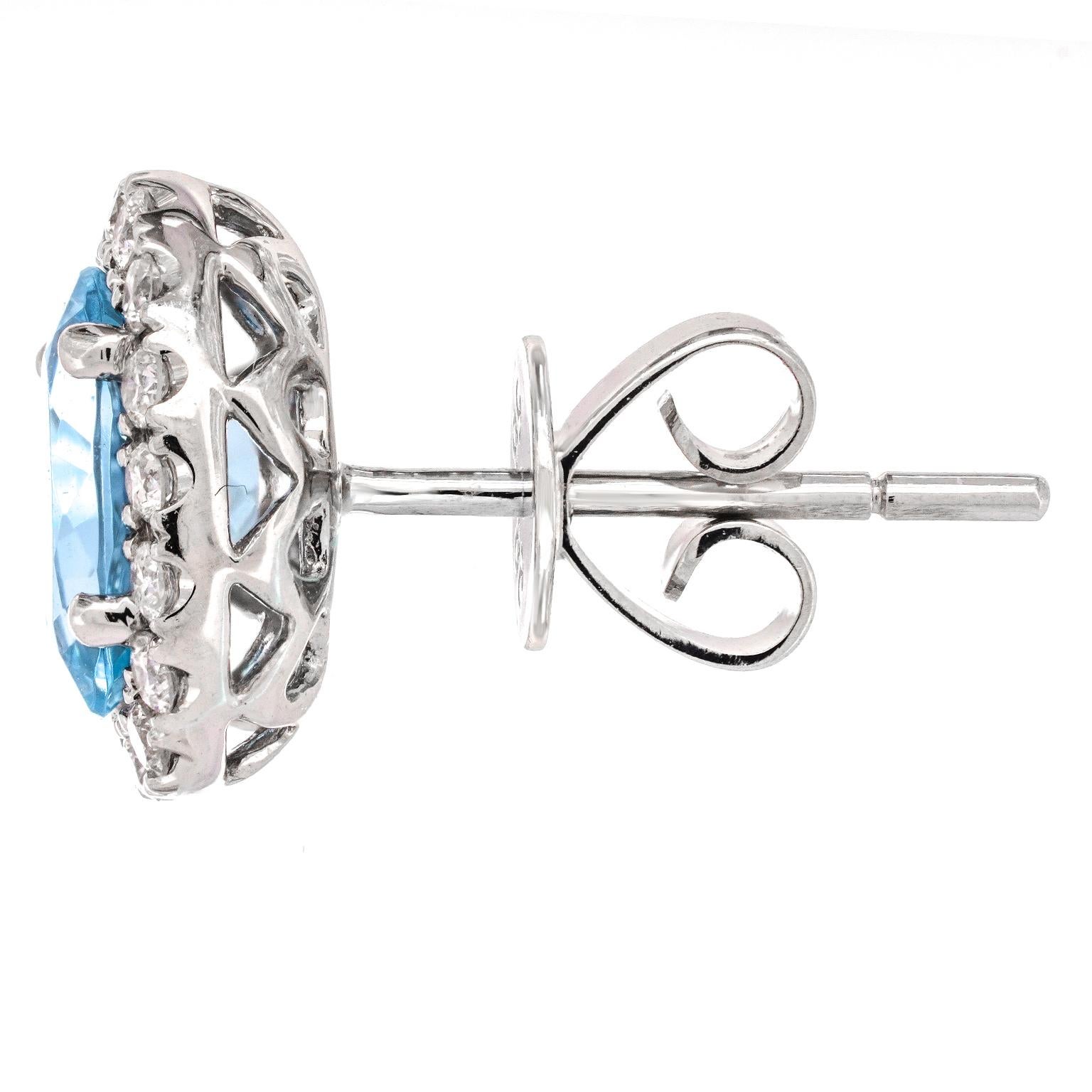 Aquamarine & Diamond Earrings For Sale 2