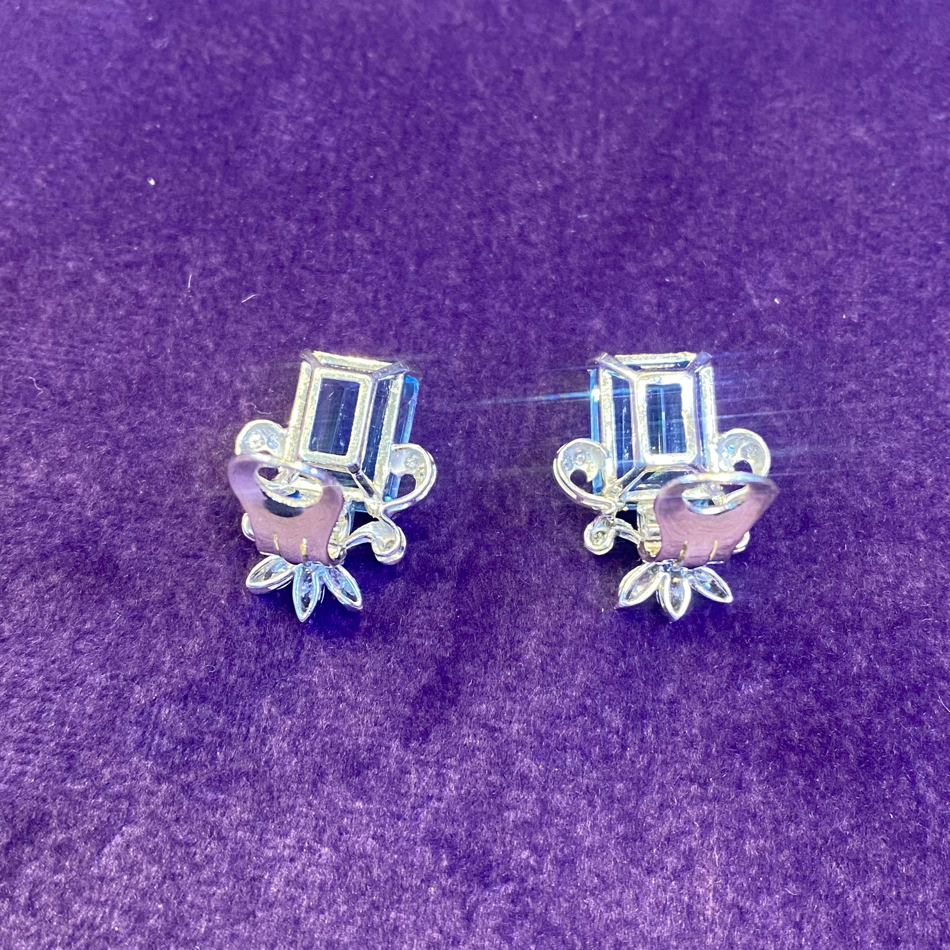 Aquamarine & Diamond Earrings For Sale 3