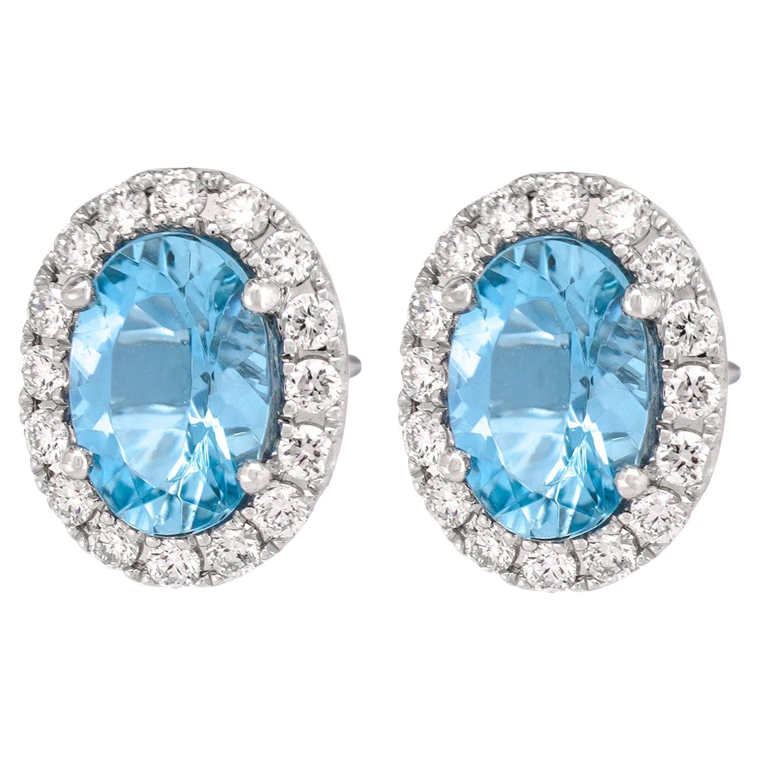 Aquamarine & Diamond Earrings