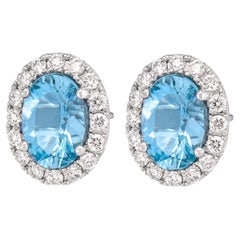 Antique Aquamarine & Diamond Earrings