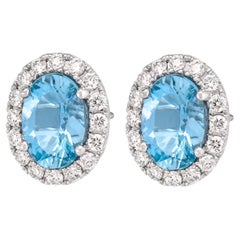 Aquamarine & Diamond Earrings