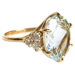 Bague de fiançailles faite à la main en or 18 carats, aigue-marine et diamant, cadeau unique pour femmes
