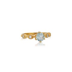 Aquamarine Diamond Floral Band