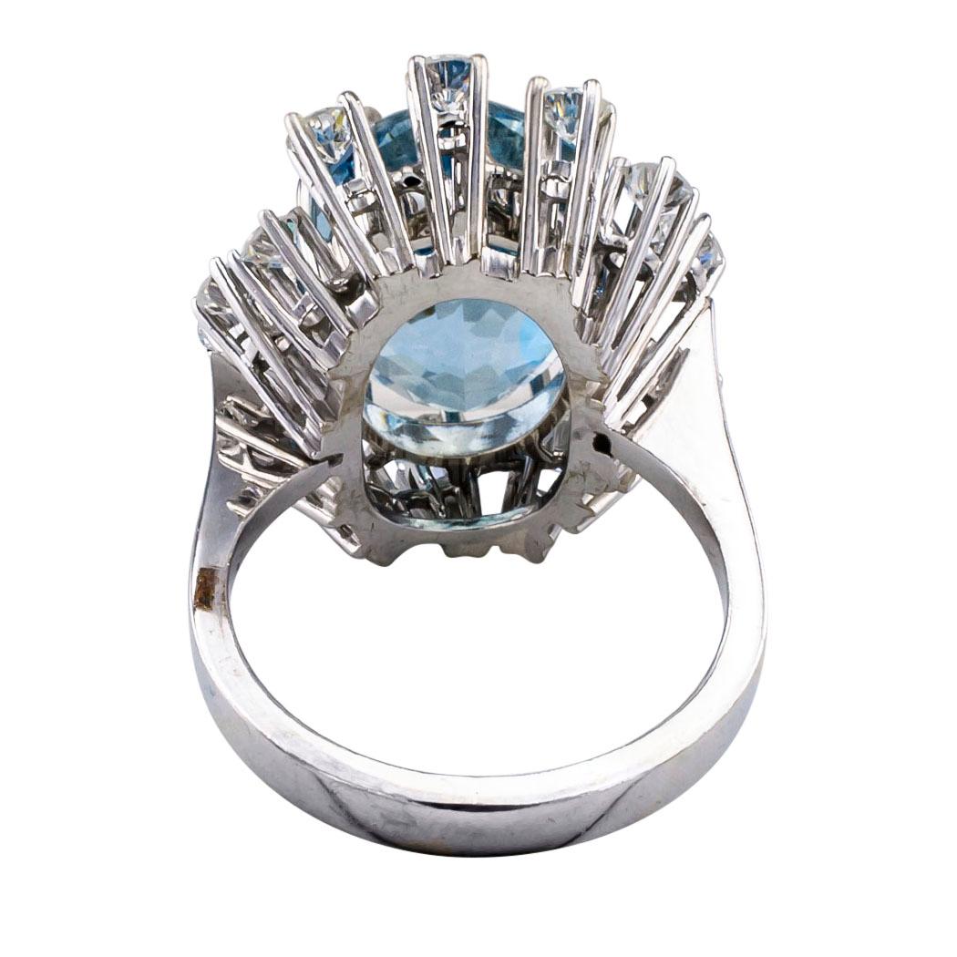 Women's Aquamarine Diamond Gold Cocktail Ring