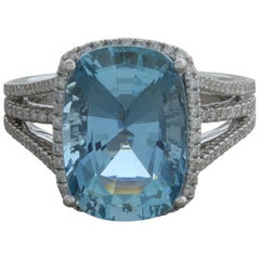 Aquamarine Diamond Gold Cocktail Ring