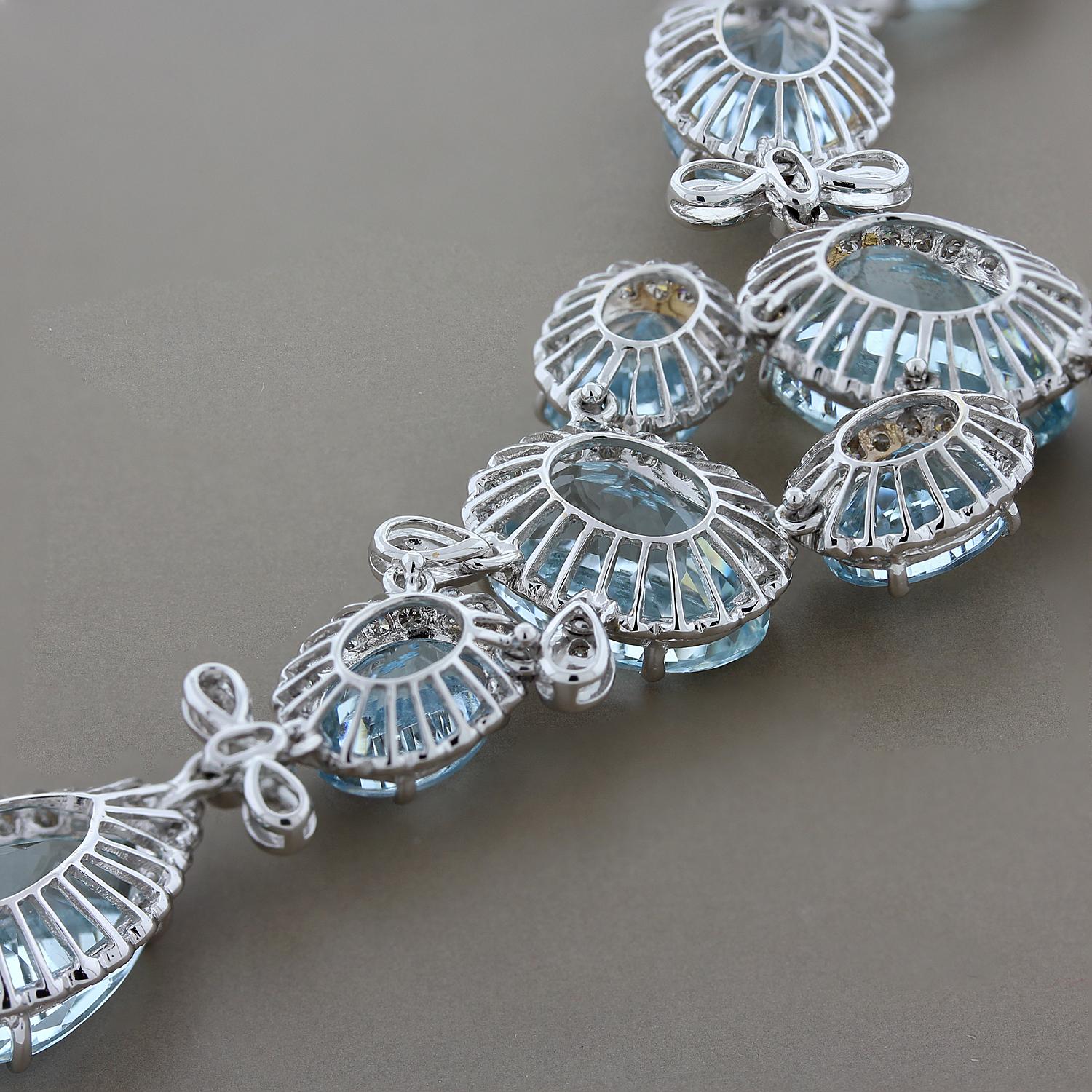 Women's Aquamarine Diamond Gold Drop Necklace