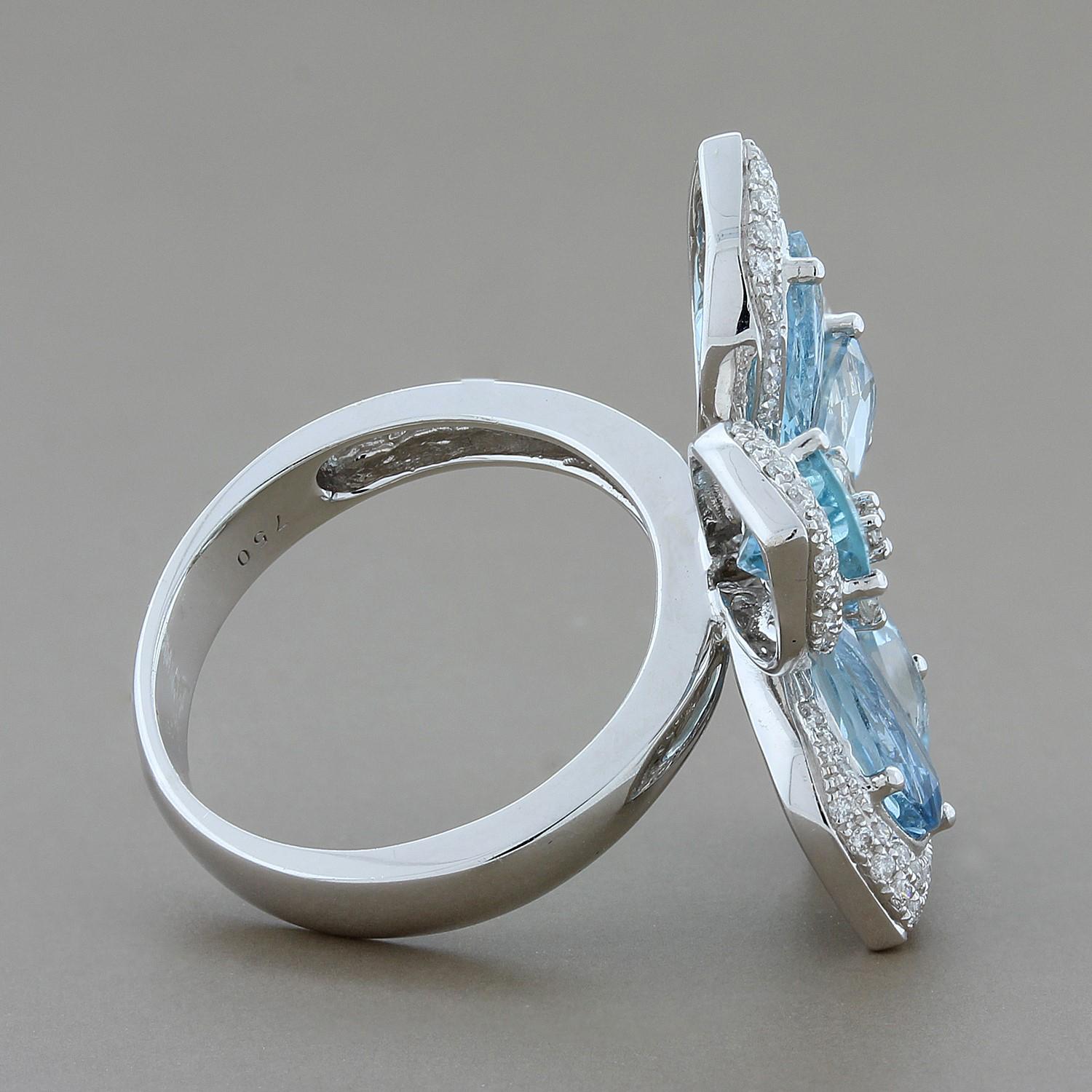 aquamarine flower ring