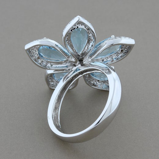 Victoria Jewelry Womens Fashion Silver Rings Aquamarine Oval Cut Crystals Dragonfly Lotus Rings 7 
